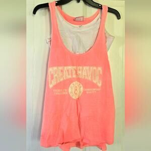 Vintage 80s Bright Salmon 2-piece Tank Top, Size M